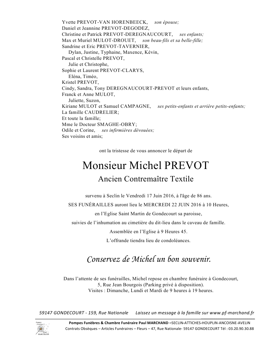 Image Annonce nécrologique de Michel