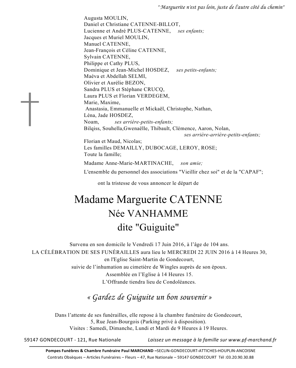 Image Annonce nécrologique de Marguerite
