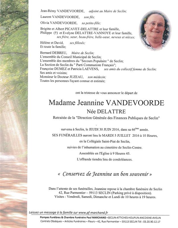 Image Annonce nécrologique de Jeannine