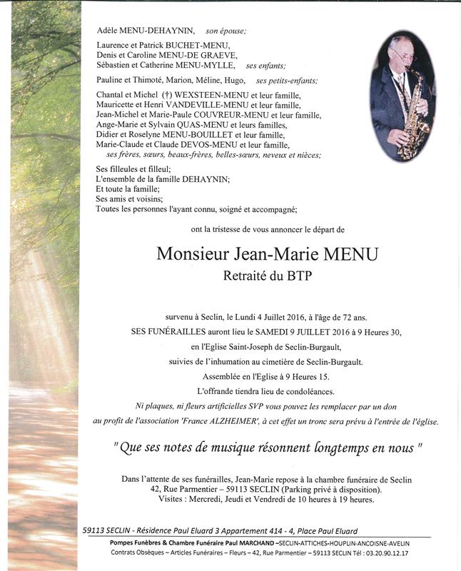 Image Annonce nécrologique de Jean-Marie