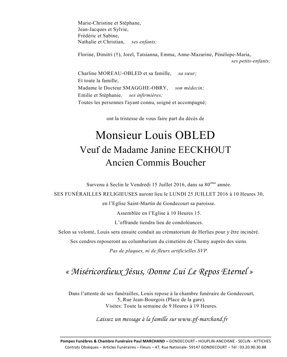Image Annonce nécrologique de Louis