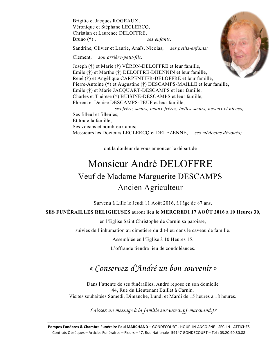 Image Annonce nécrologique d'André