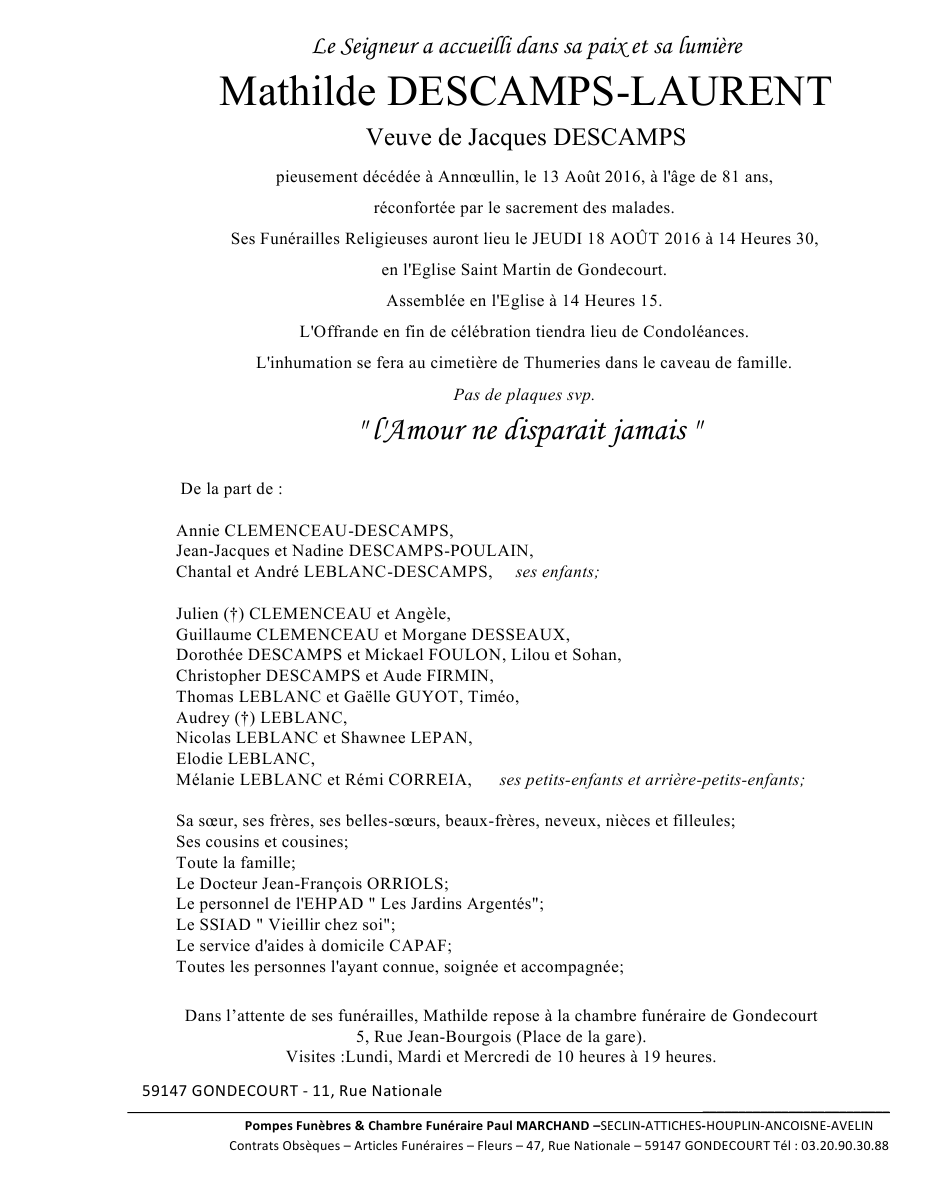 Image Annonce nécrologique de Mathilde