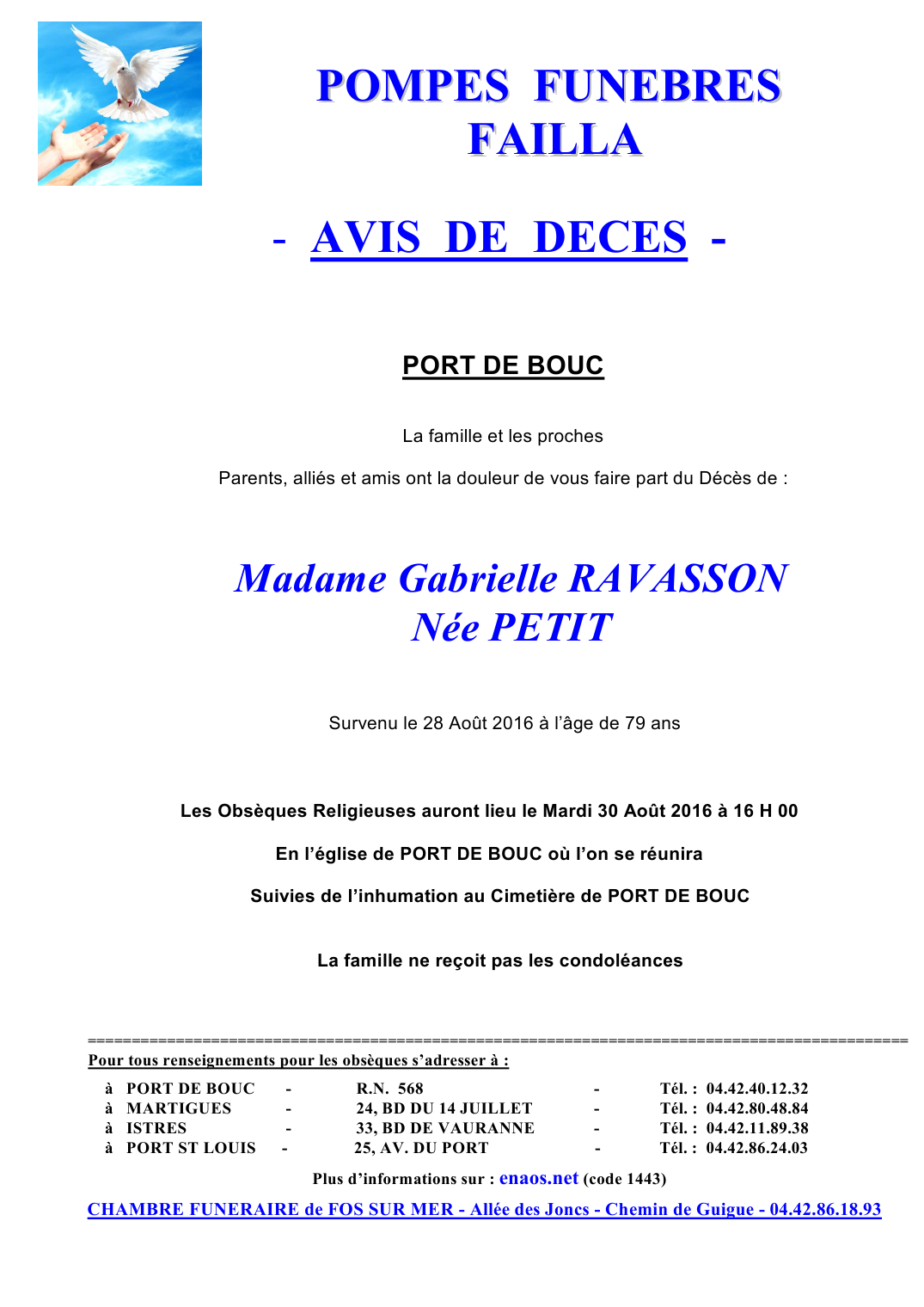 Deces De Madame Gabrielle Ravasson Nee Petit 28 08 16 Fr Be Annonce Necrologique 203473