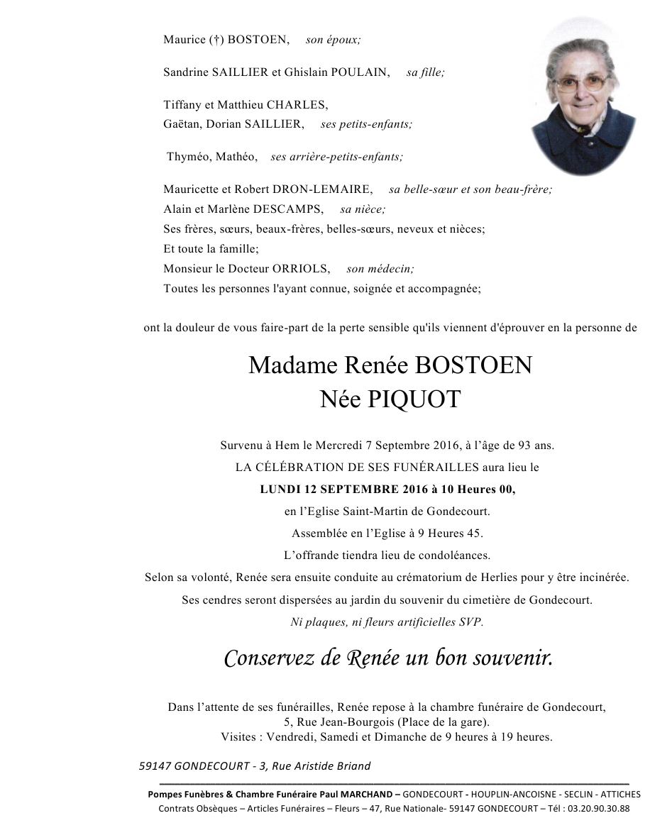 Image Annonce nécrologique de Renée