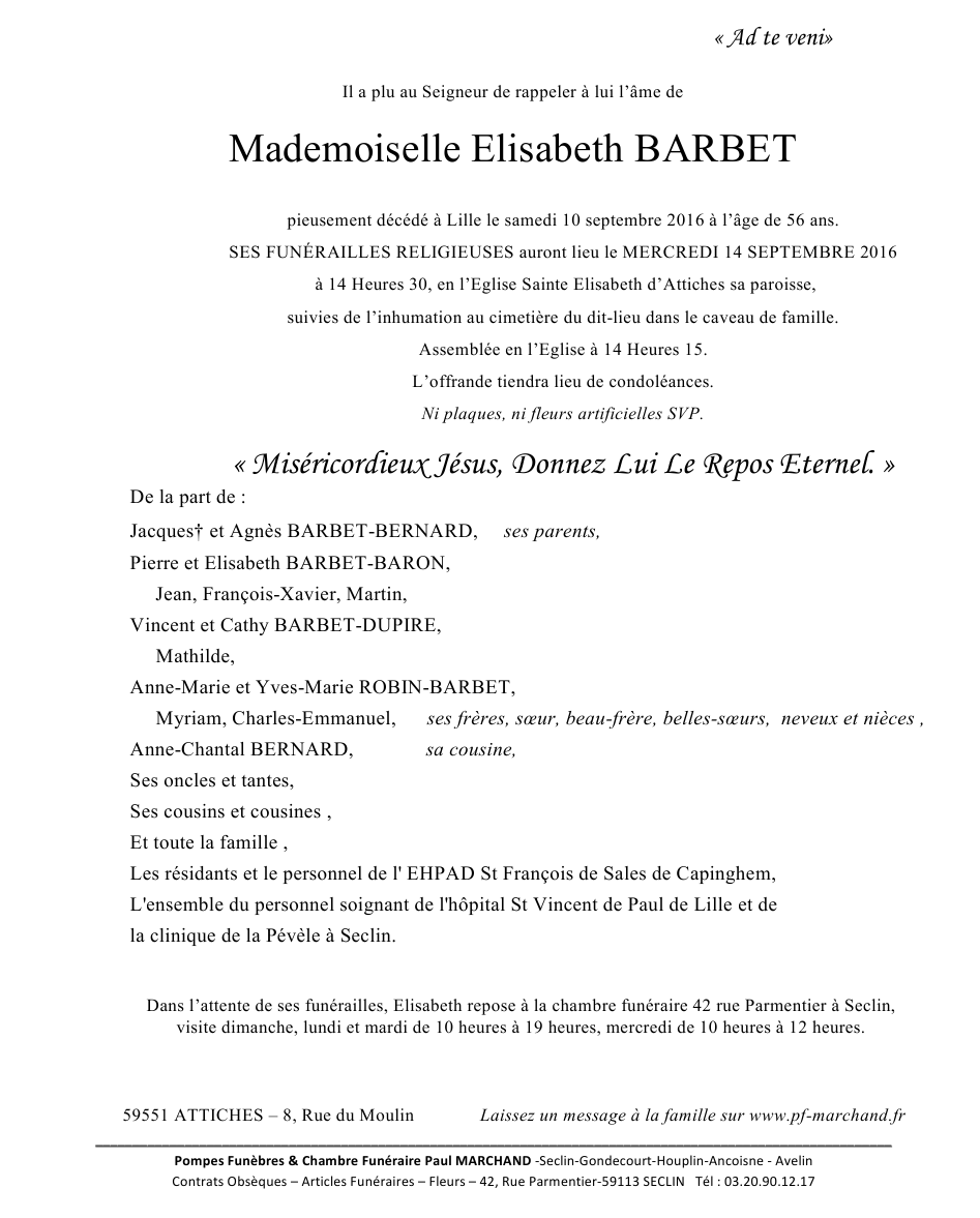 Image Annonce nécrologique d'Elisabeth