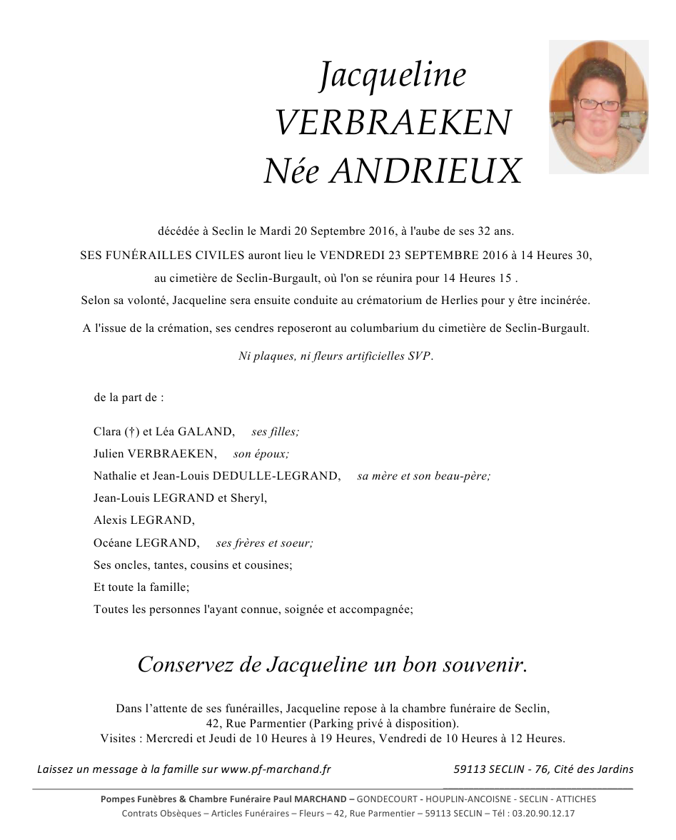 Image Annonce nécrologique de Jacqueline