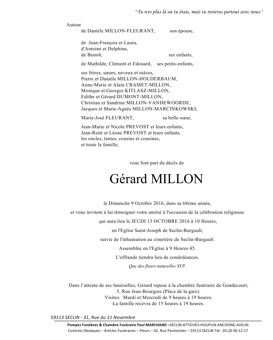 Image Annonce nécrologique de Gérard