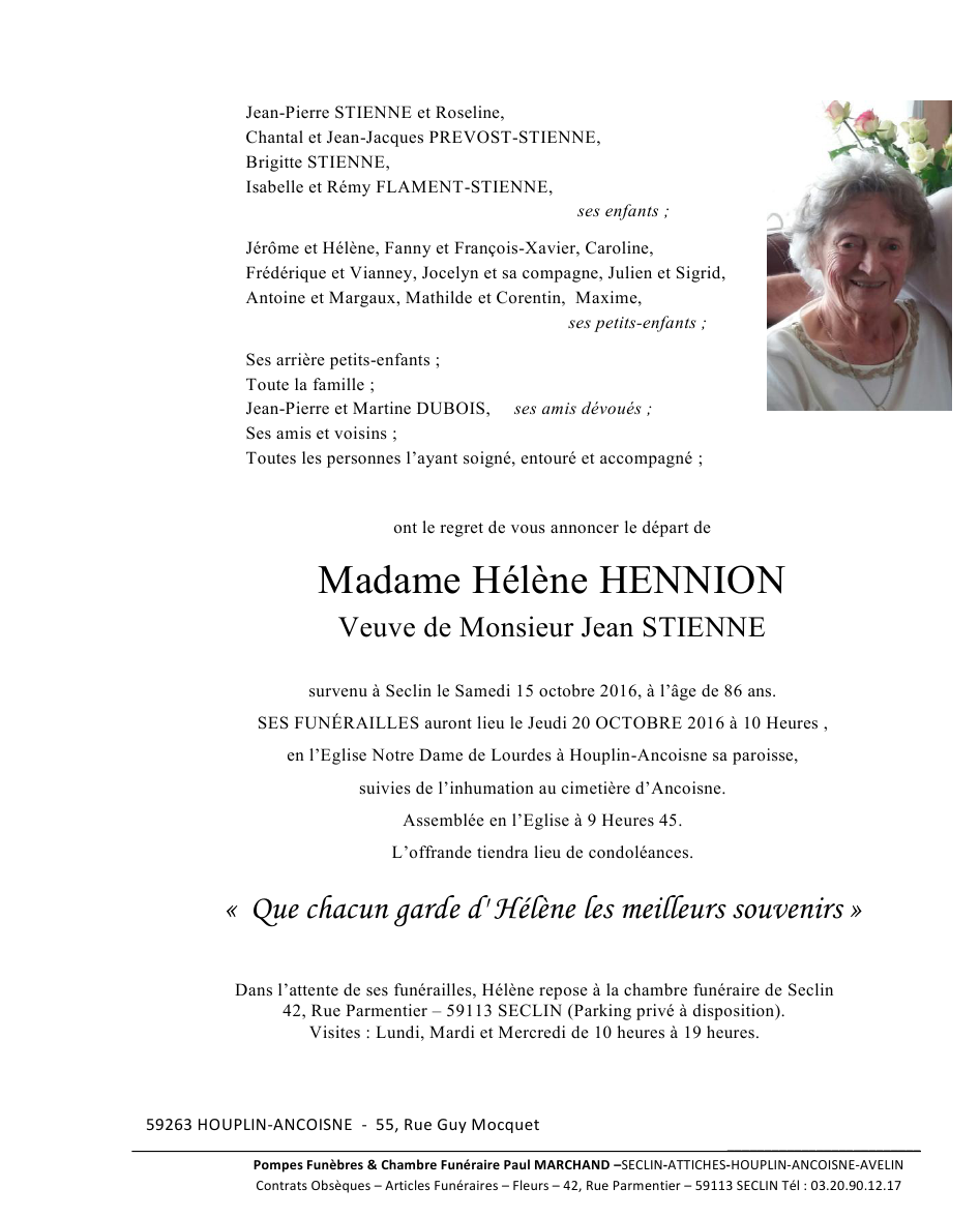 Image Annonce nécrologique d'Hélène