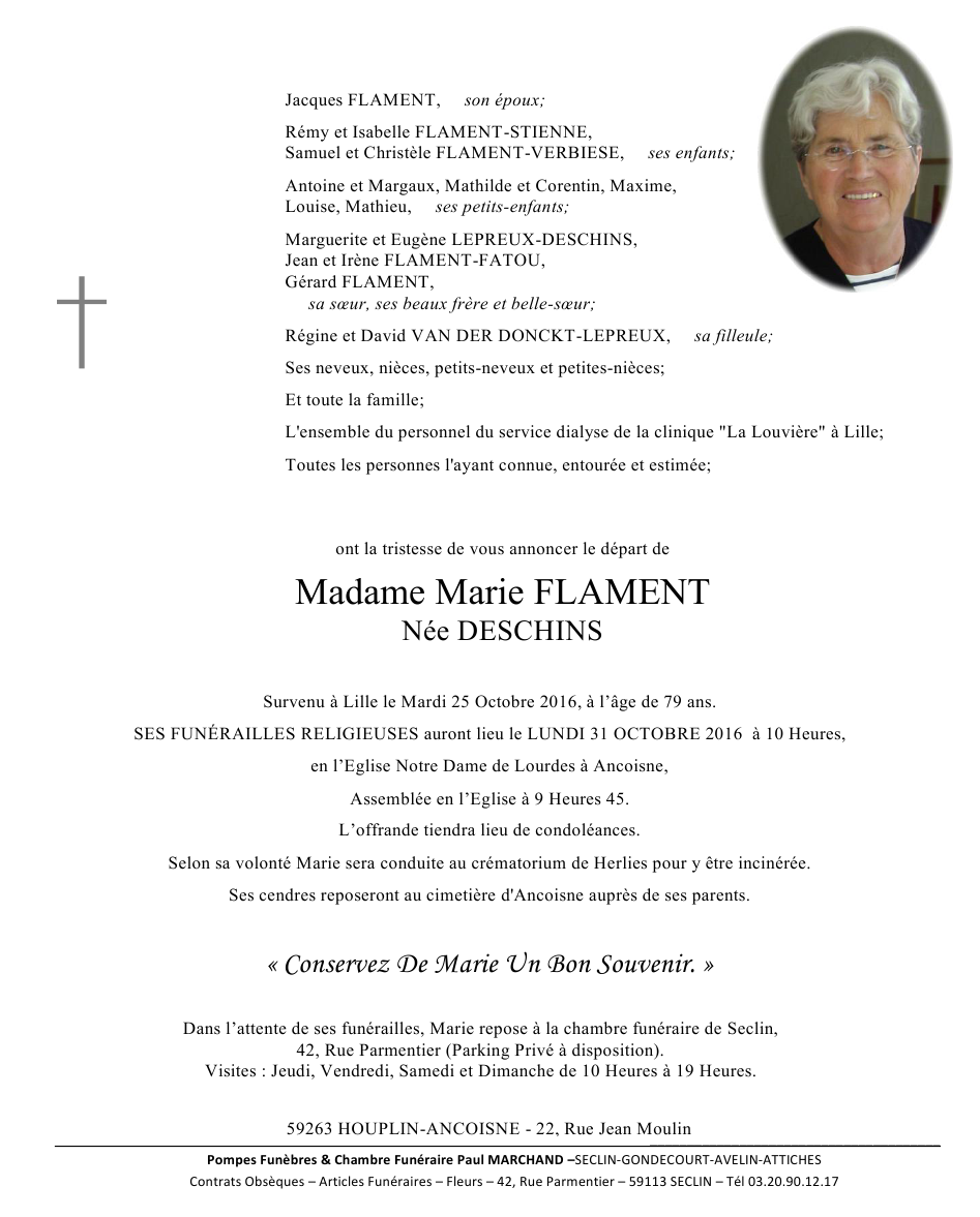 Image Annonce nécrologique de Marie