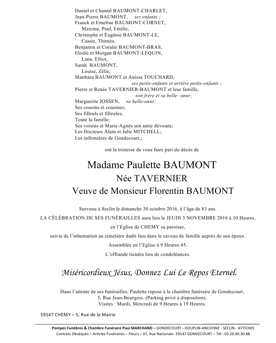 Image Annonce nécrologique de Paulette