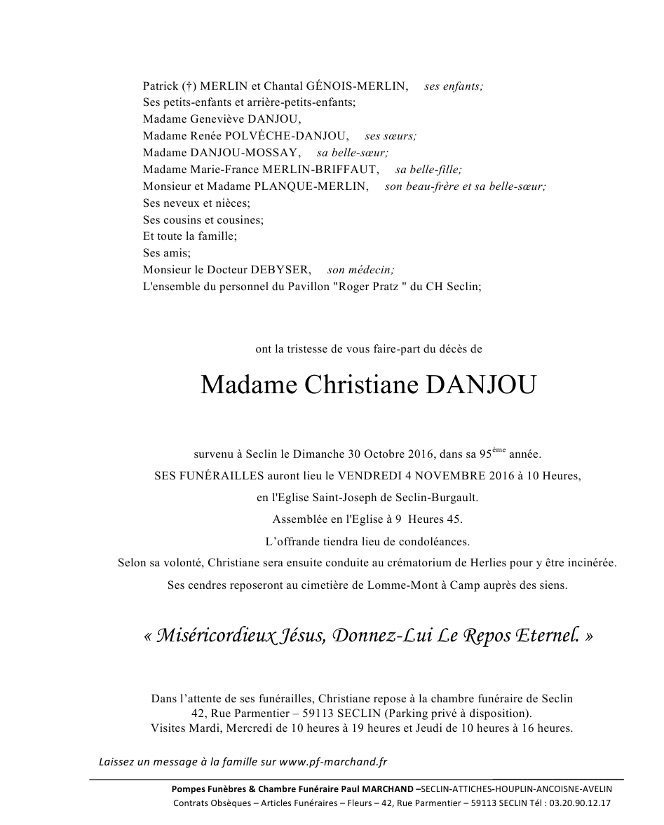 Image Annonce nécrologique de Christiane