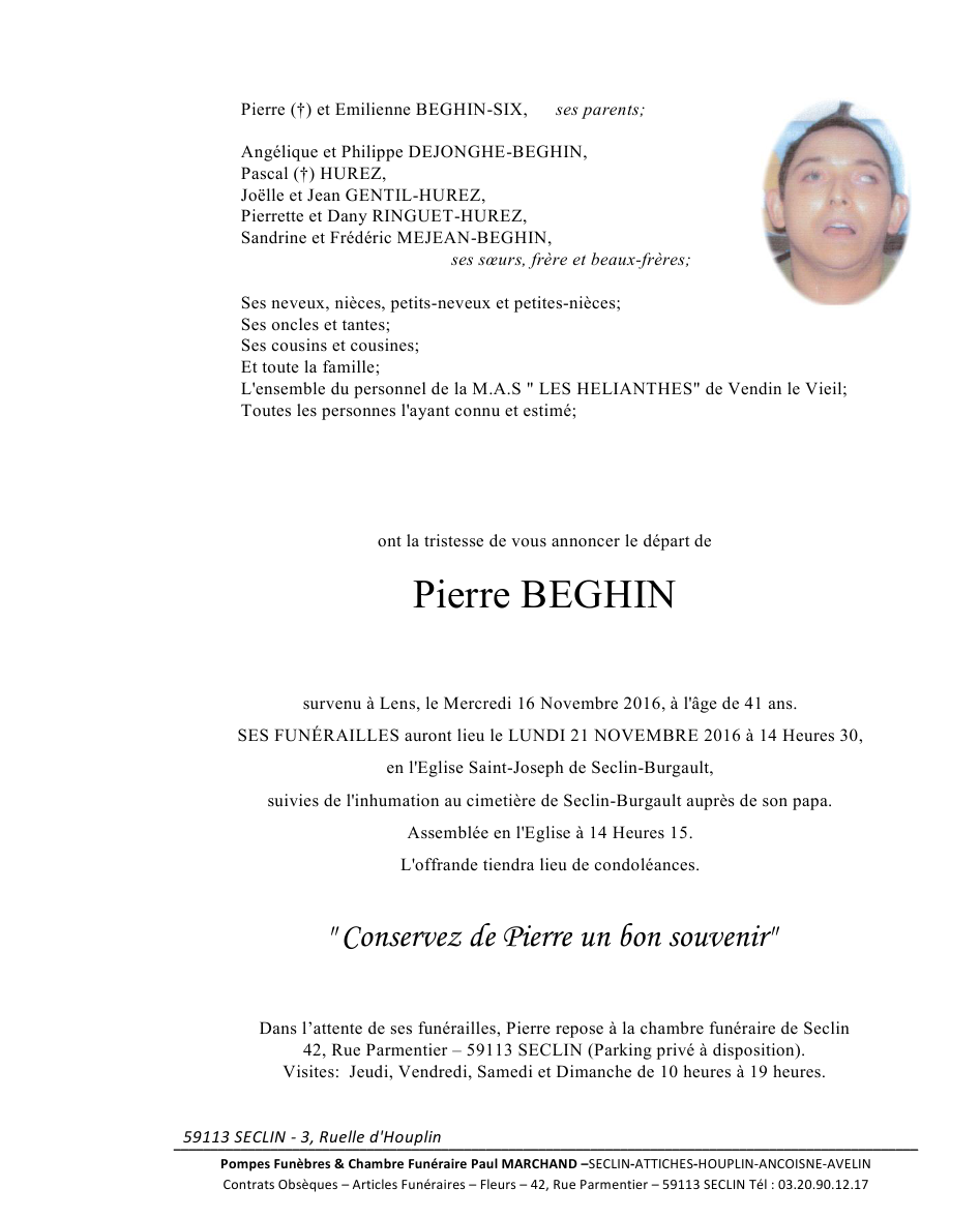 Image Annonce nécrologique de Pierre