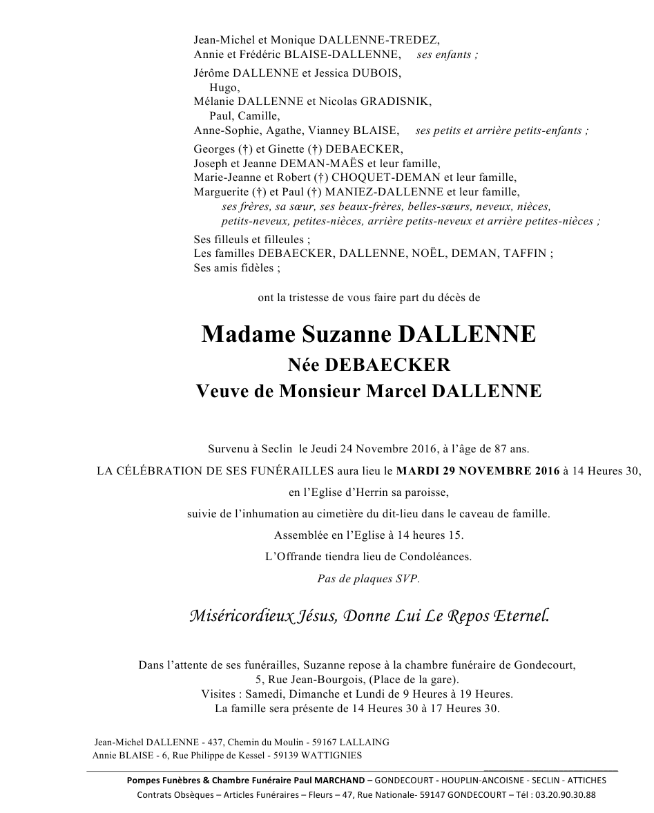 Image Annonce nécrologique de Suzanne