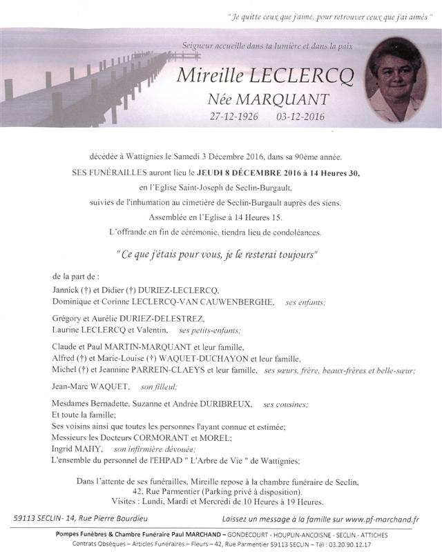 Image Annonce nécrologique de Mireille
