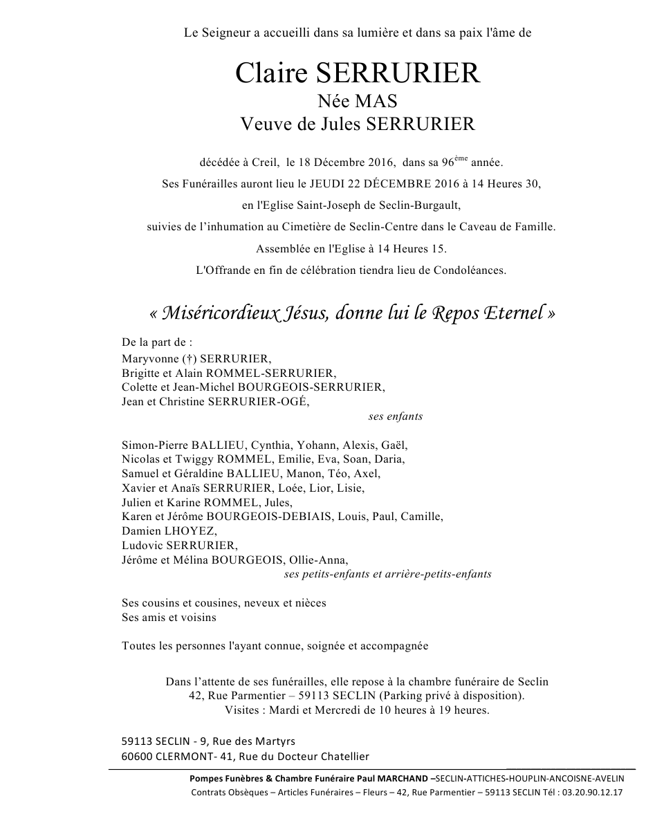 Image Annonce nécrologique de Claire