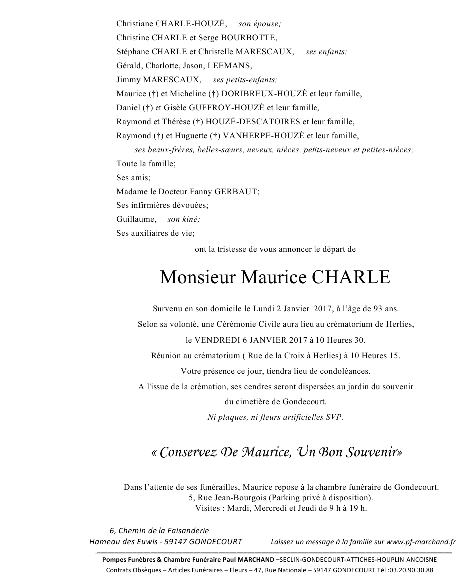 Image Annonce nécrologique de Maurice