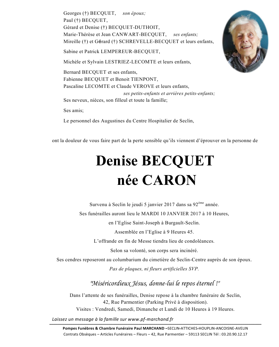 Image Annonce nécrologique de Denise