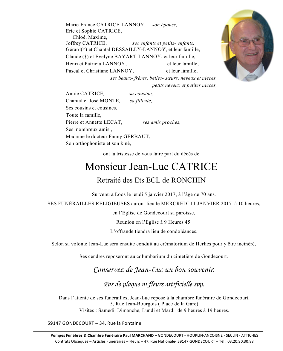 Image Annonce nécrologique de Jean-Luc