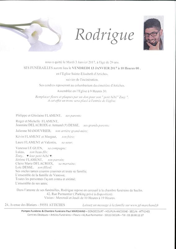 Image Annonce nécrologique de Rodrigue