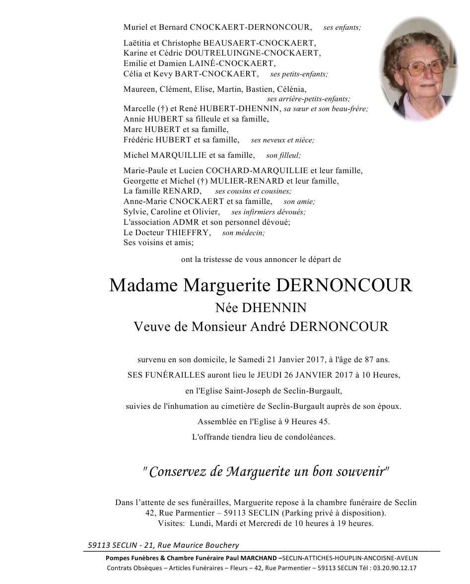 Image Annonce nécrologique de Marguerite