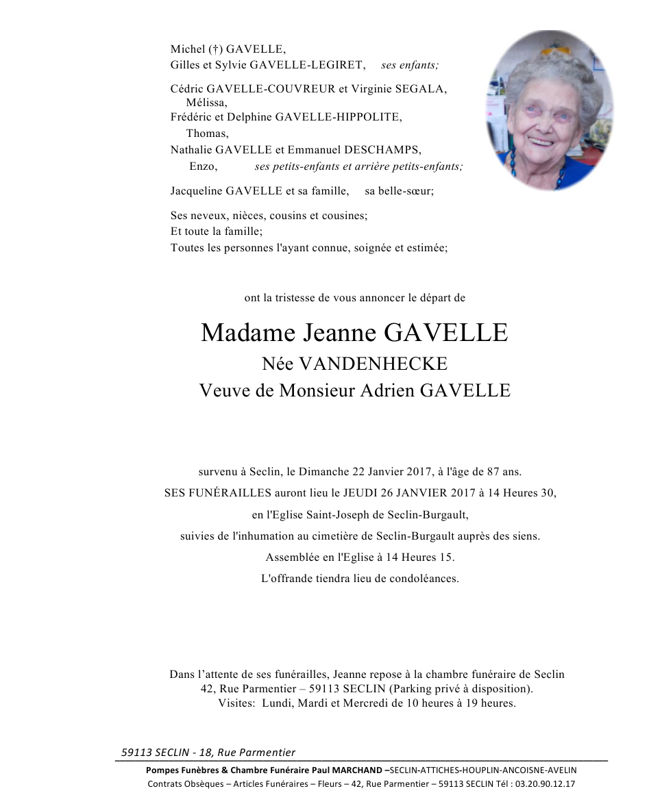 Image Annonce nécrologique de Jeanne