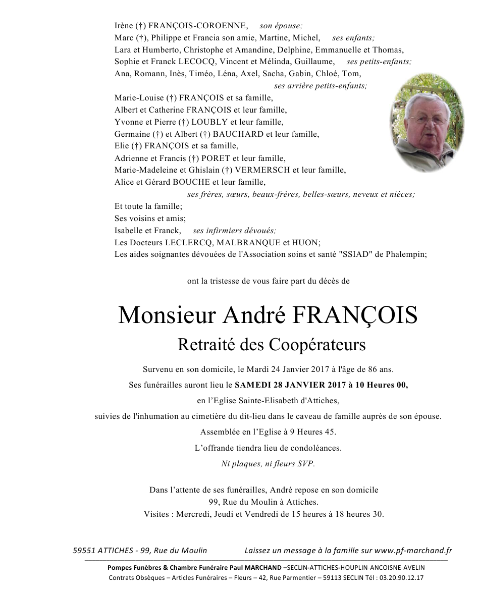 Image Annonce nécrologique d'André