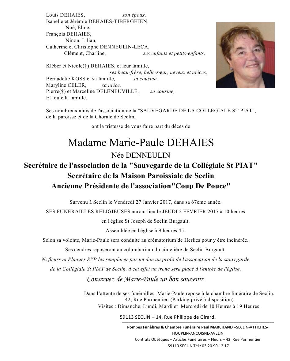 Image Annonce nécrologique de Marie-Paule