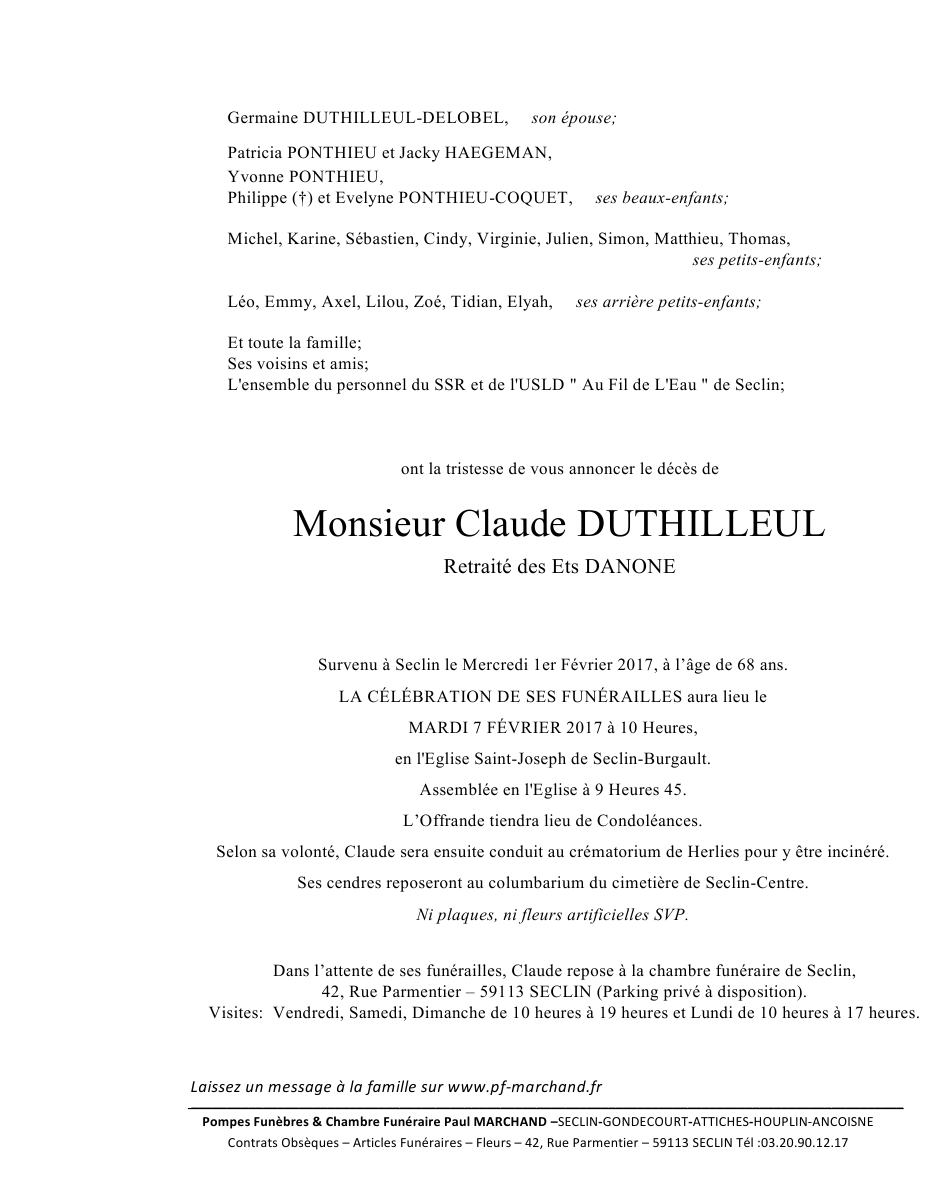 Image Annonce nécrologique de Claude