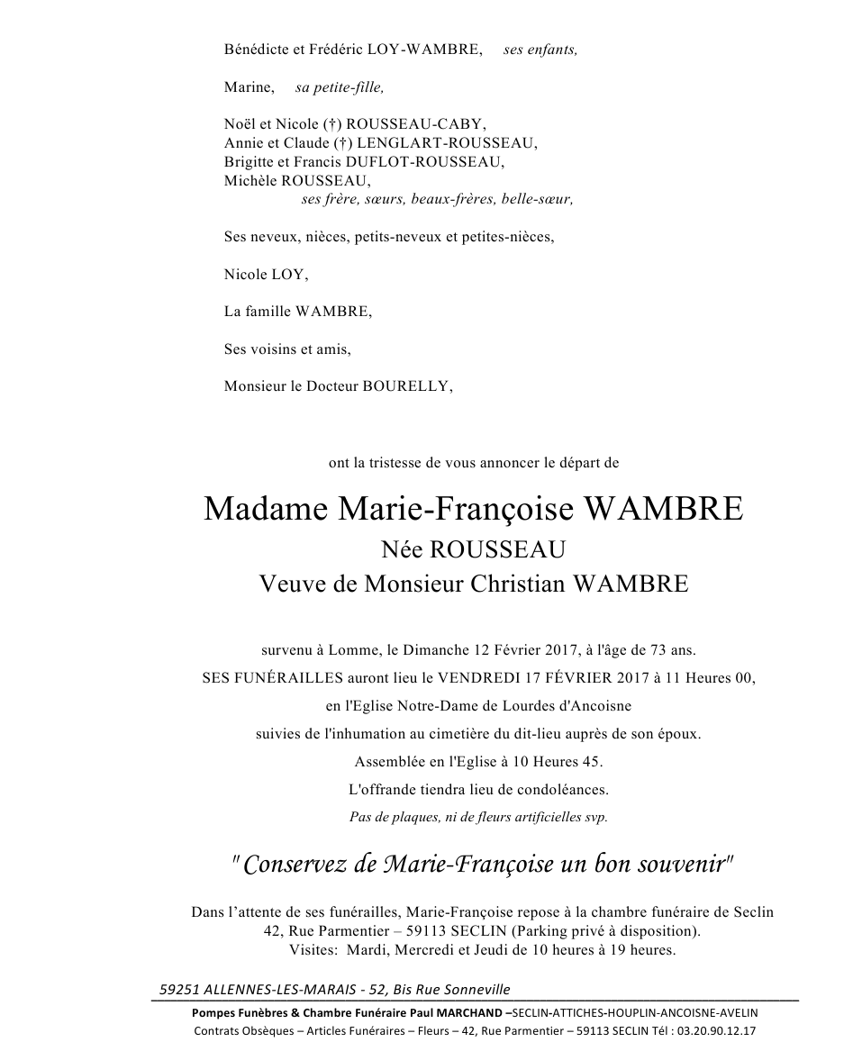 Image Annonce nécrologique de Marie-Françoise
