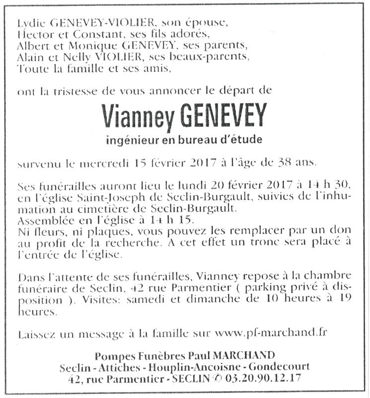 Image Annonce nécrologique de Vianney