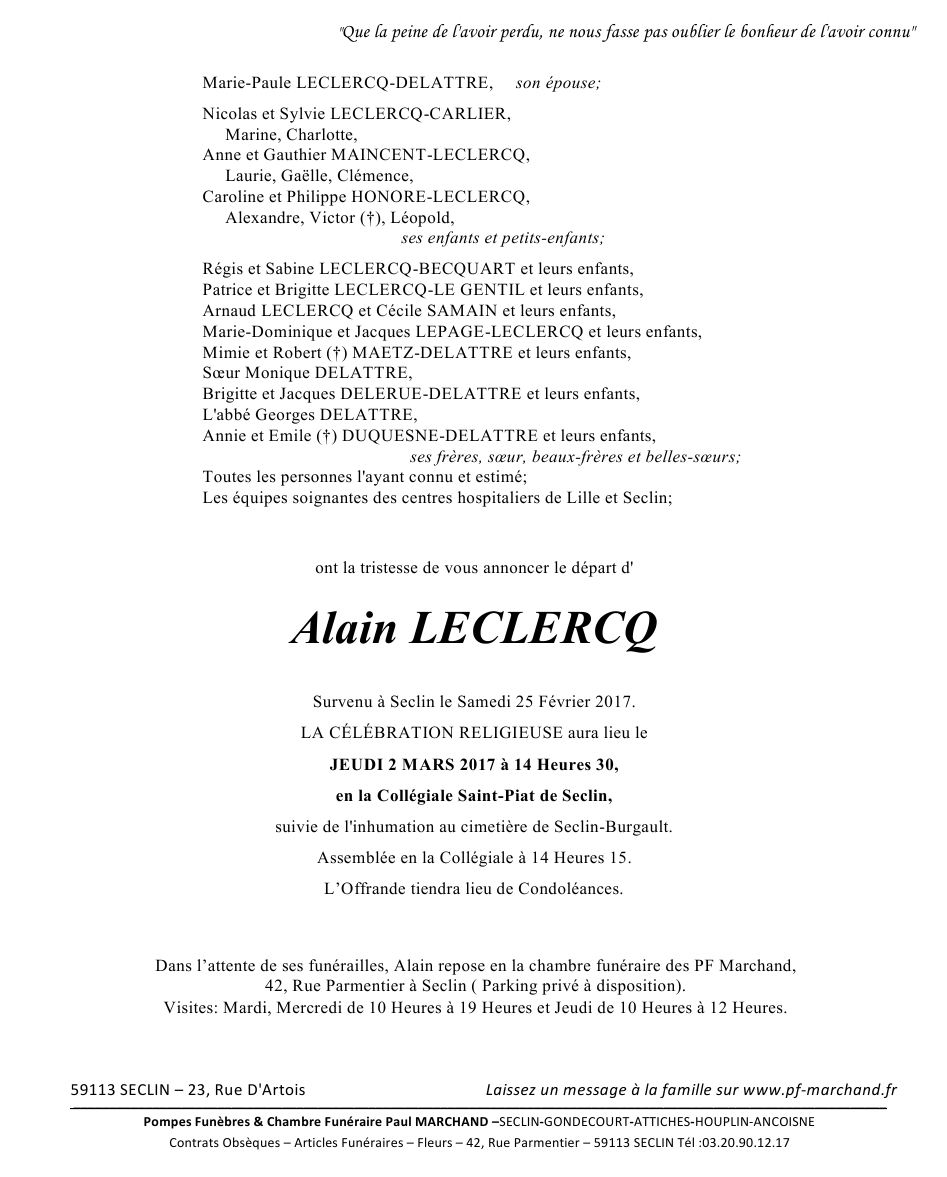 Image Annonce nécrologique d'Alain