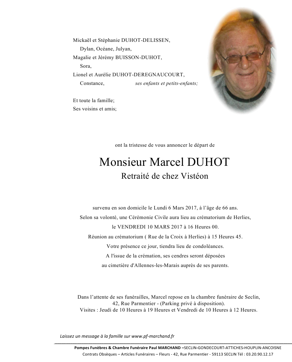 Image Annonce nécrologique de Marcel