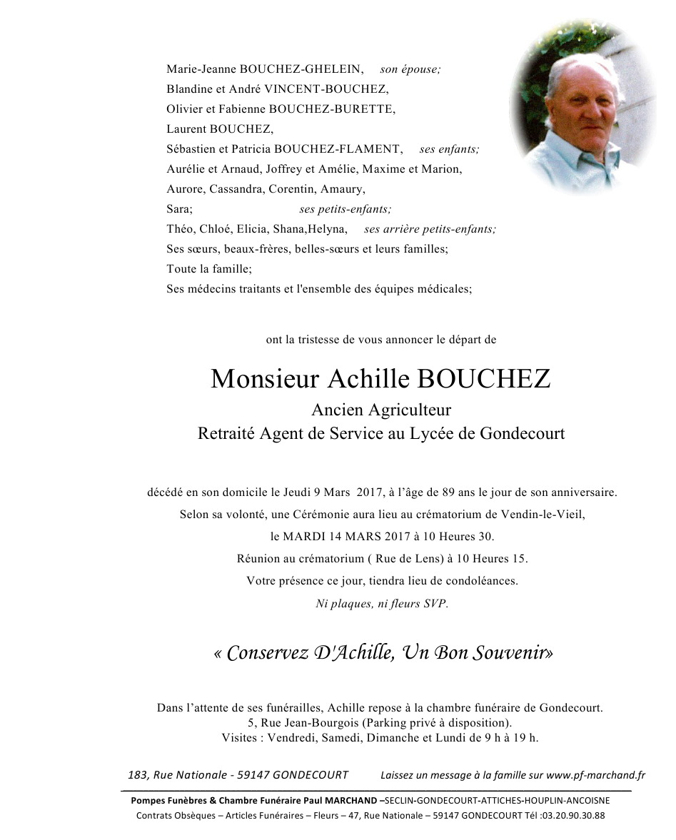 Image Annonce nécrologique d'Achille