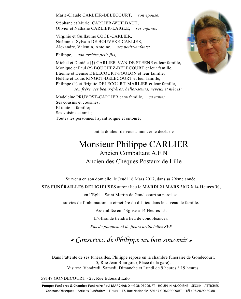 Image Annonce nécrologique de Philippe