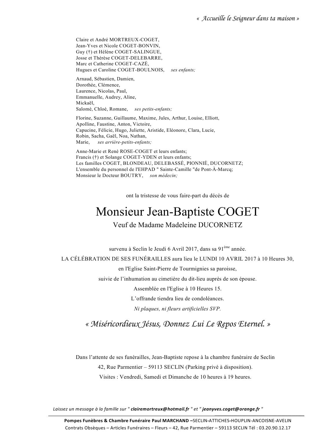 Image Annonce nécrologique de Jean-Baptiste
