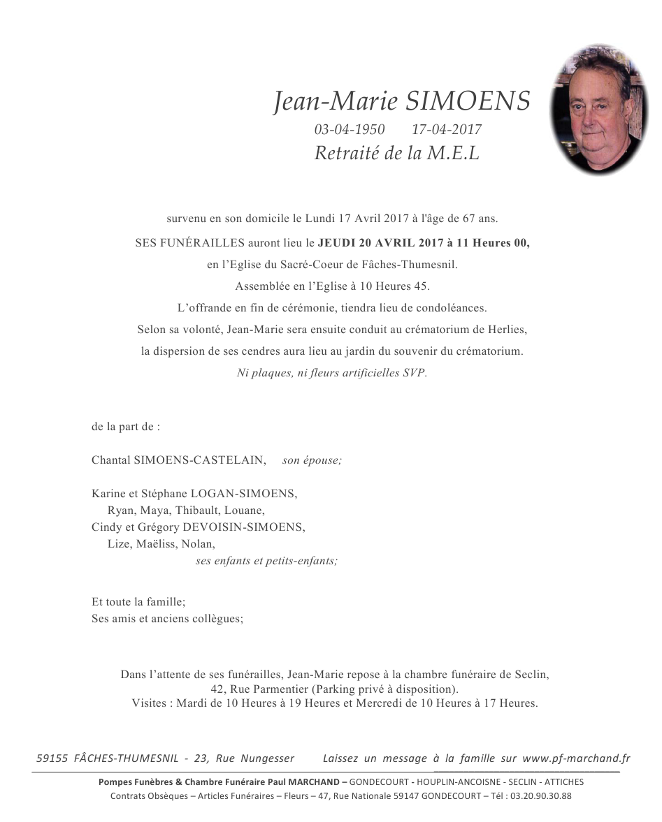 Image Annonce nécrologique de Jean-Marie