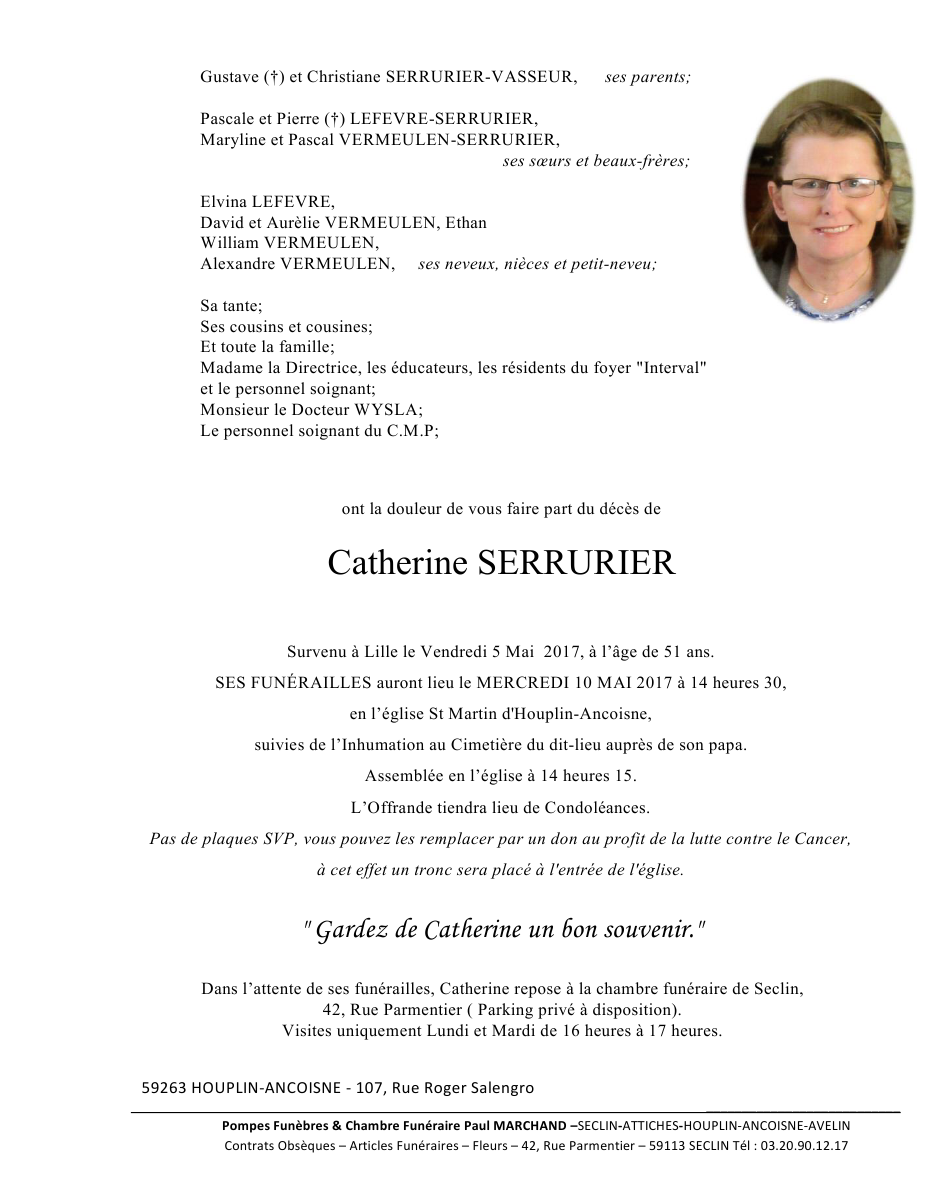 Image Annonce nécrologique de Catherine cliquez ici