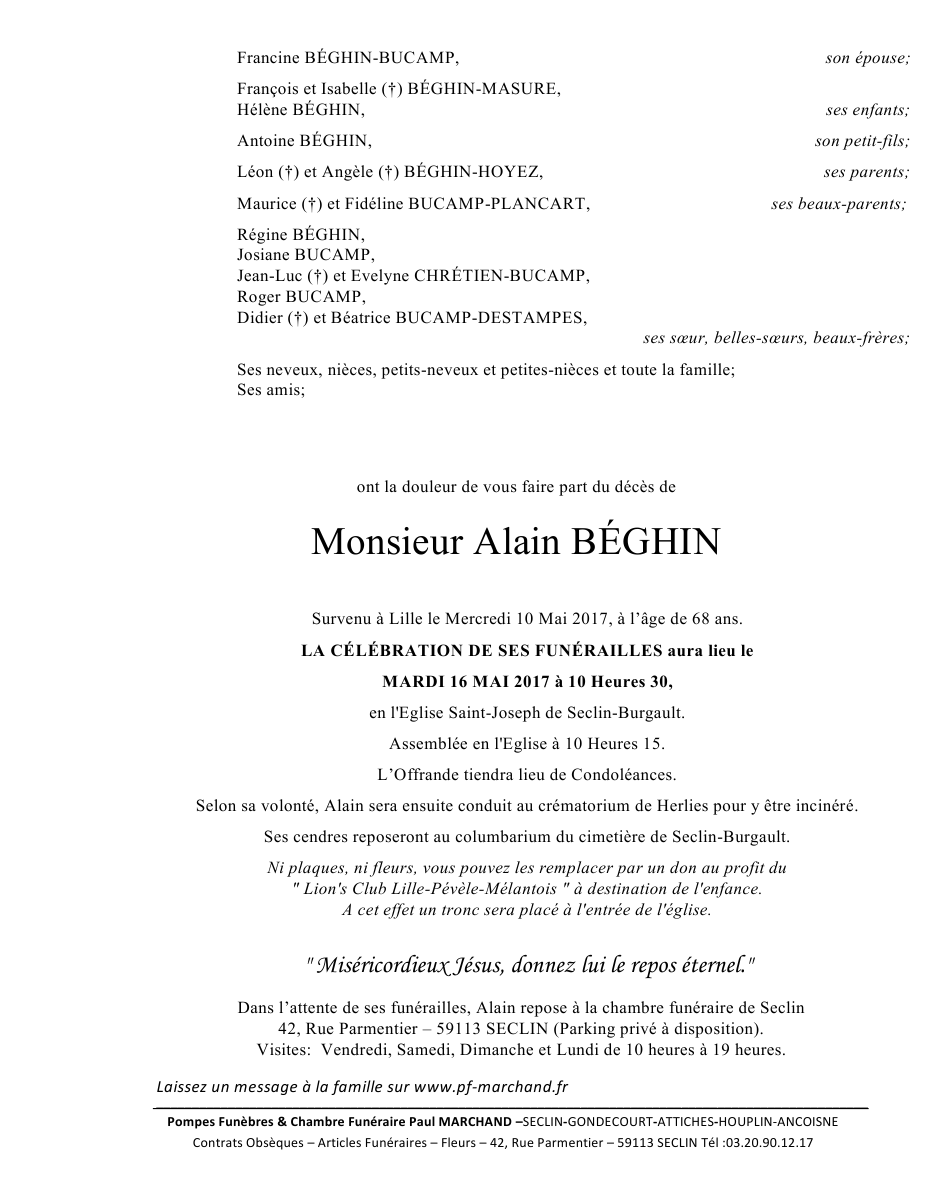 Image Annonce nécrologique d'Alain CLIQUEZ ICI
