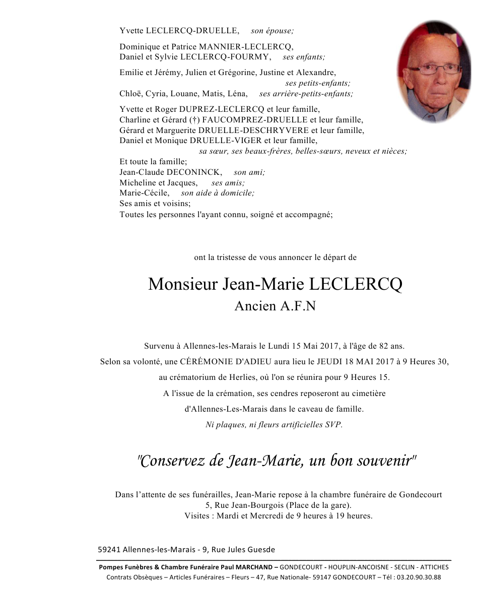 Image Annonce nécrologique de Jean-Marie CLIQUEZ ICI