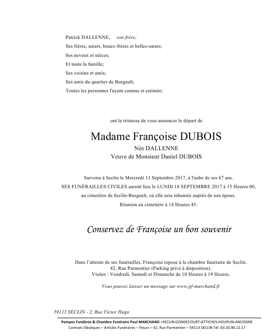 Image Pour voir le faire-part de Françoise CLIQUEZ-ICI