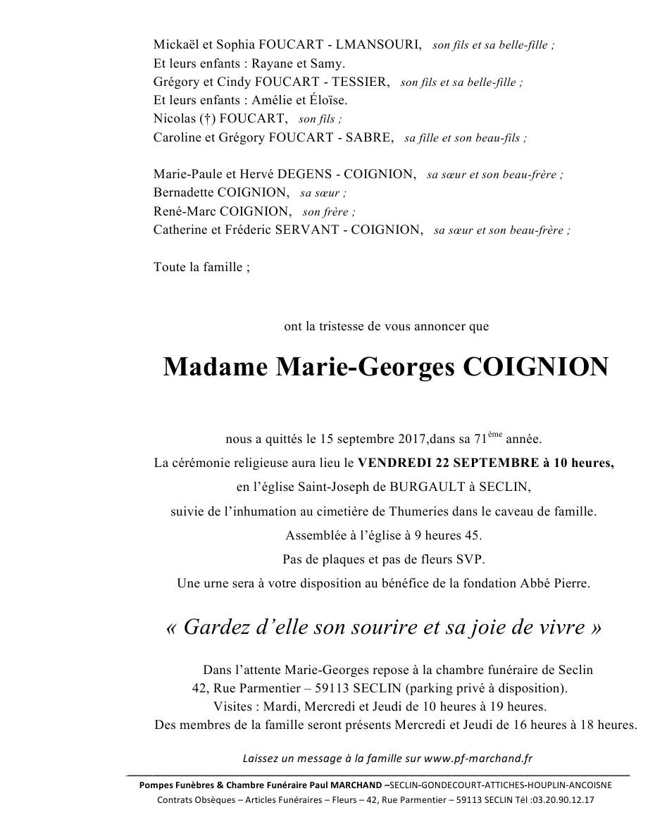 Image Pour voir le faire-part de Marie-Georges CLIQUEZ-ICI