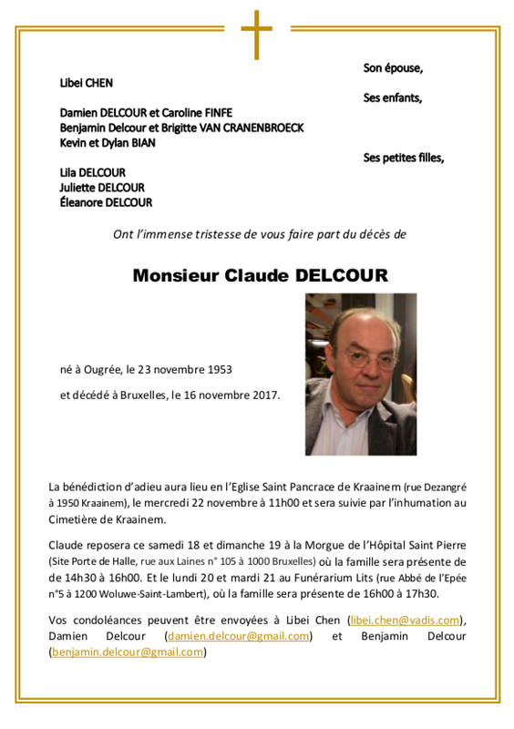 Deces De Monsieur Claude Delcour 16 11 17 Fr Be Annonce Necrologique 235440