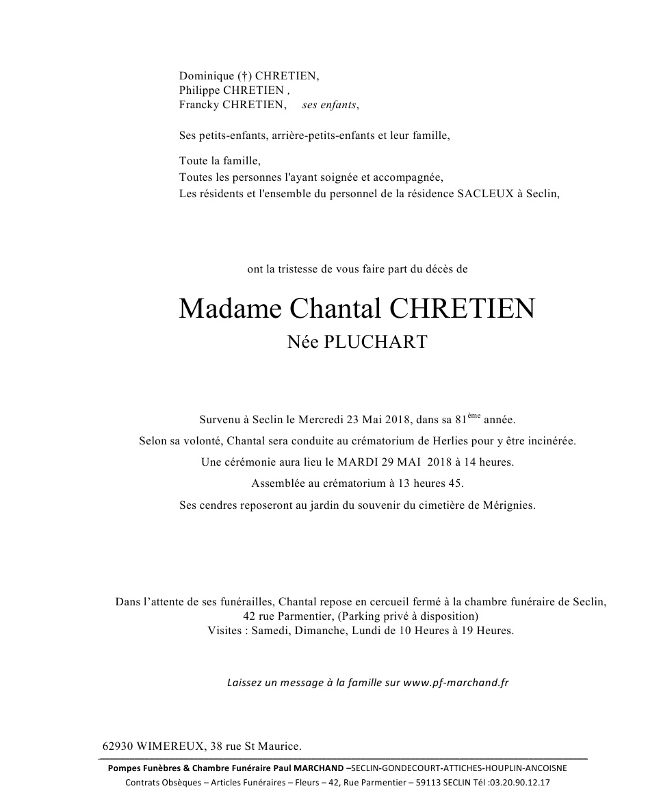 Image Pour voir le faire-part de Chantal CLIQUEZ-ICI