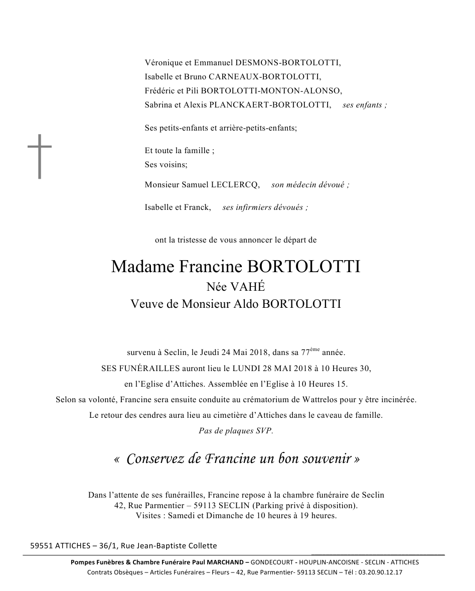 Image Pour voir le faire-part de Francine CLIQUEZ-ICI