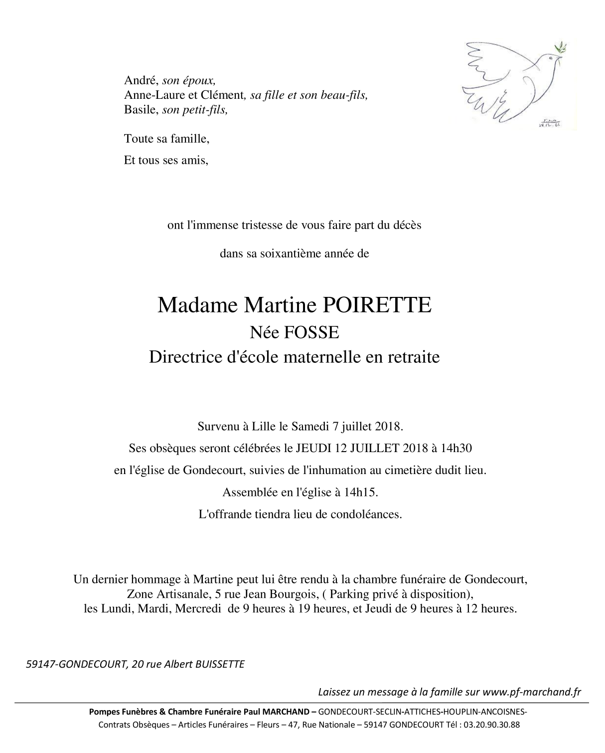 Image Annonce nécrologique de Martine POIRETTE