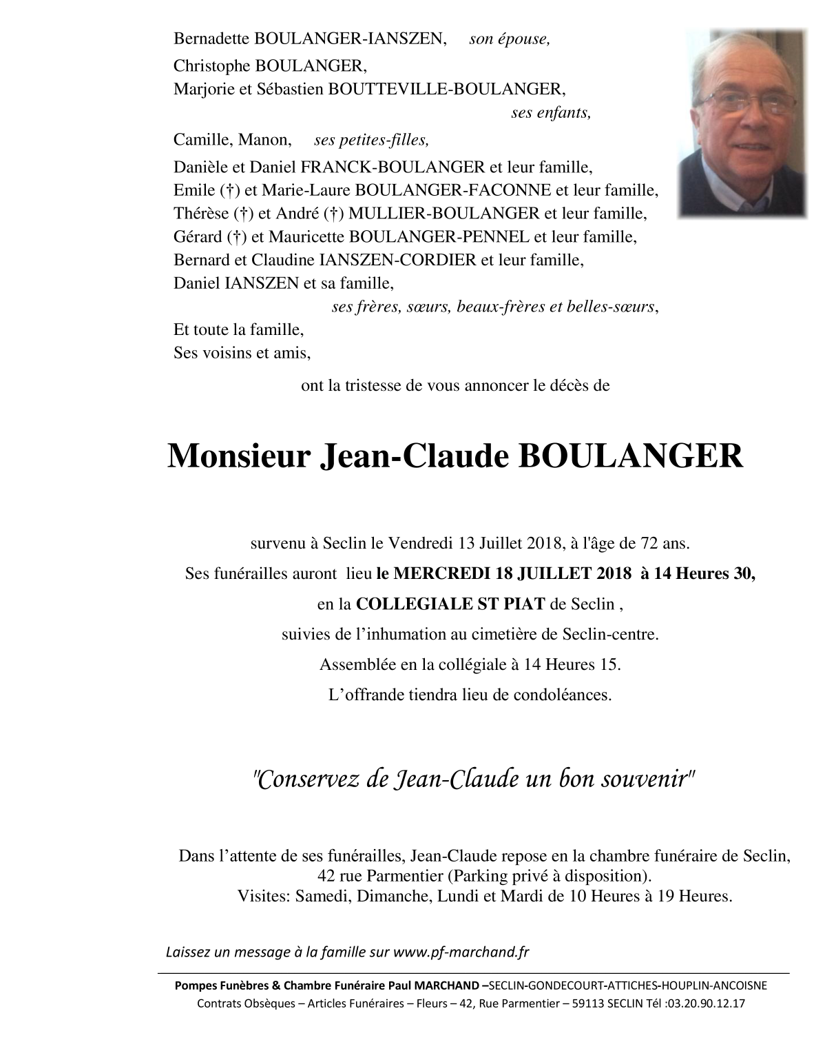 Image Pour voir le faire-part de Jean-Claude CLIQUEZ-ICI