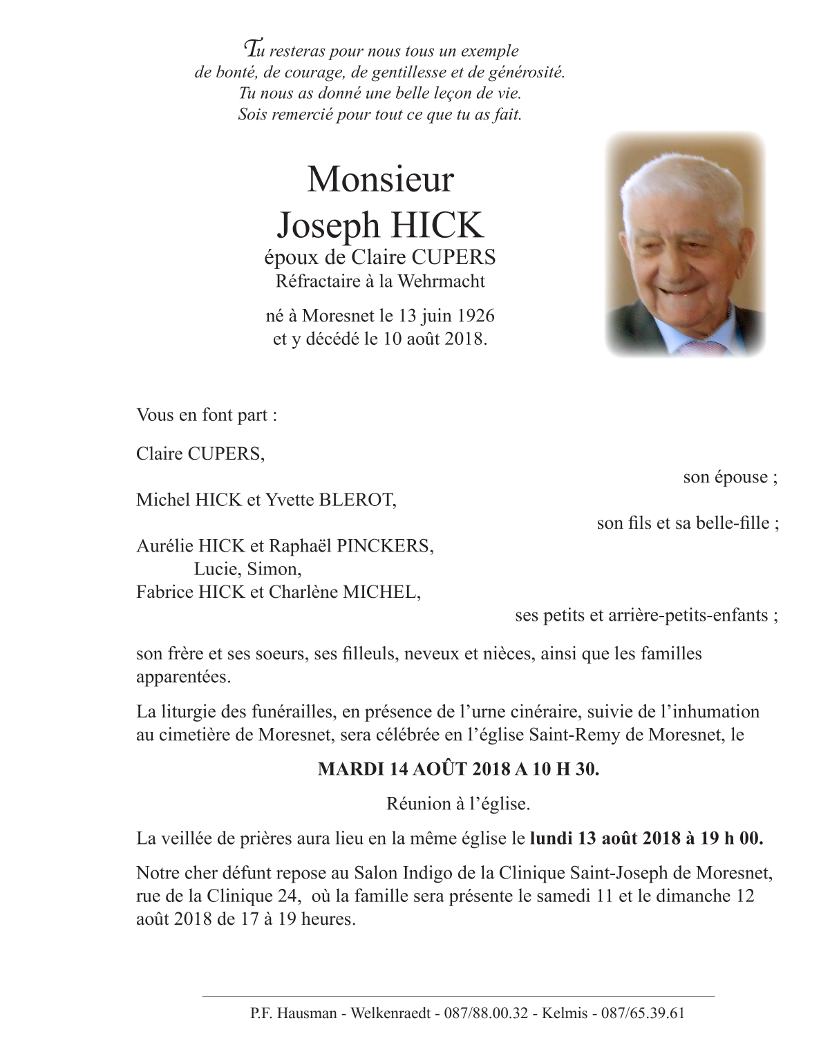 Avis De Décès Pompes Funèbres Générales Maubeuge
