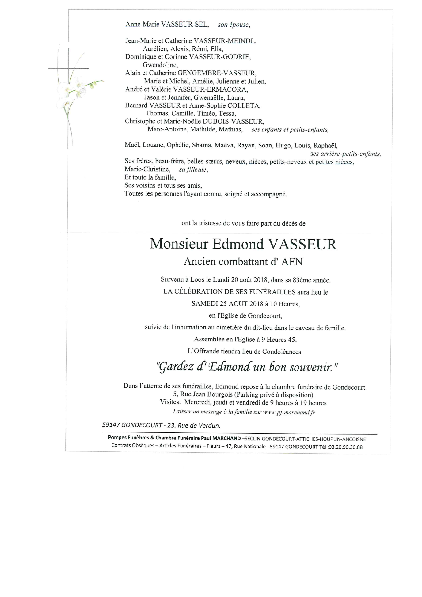 Image Annonce nécrologique de Edmond VASSEUR