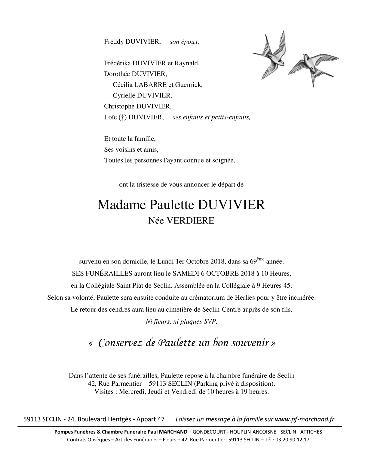 Image Pour voir le faire-part de Paulette CLIQUEZ-ICI